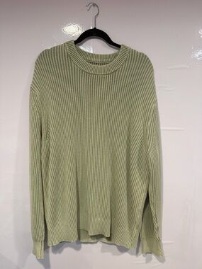 Light Green American Eagle Ribbed Crewneck Spring Sweater